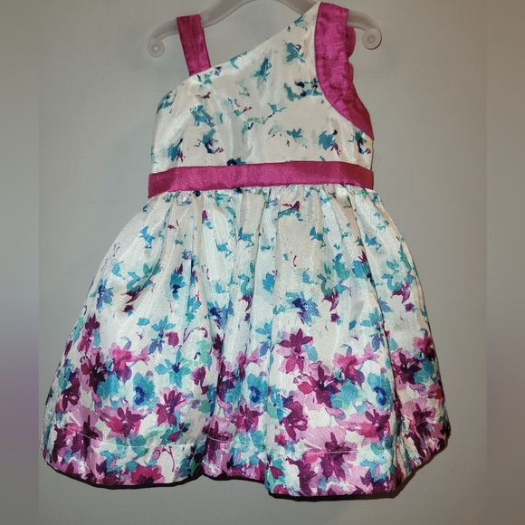 🌷 Vintage Gymboree Dressed Up Family Brunch Fancy Floral Rosette Dress 18-24 - Picture 2 of 8